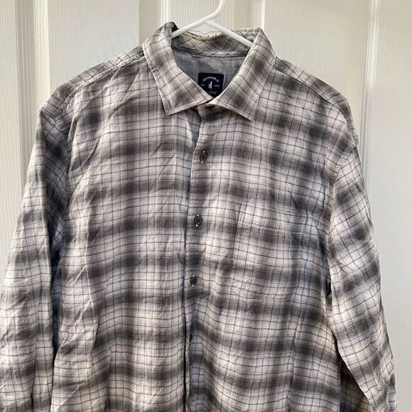 Johnnie-O Burruss Top Shelf Button Down Shirt Light Gray Plaid Men's Size XL - Picture 2 of 10